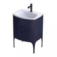 Set dulap baza suspendat Oristo Louis bleumarin 2 sertare cu lavoar alb 62 cm