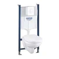 Set vas WC suspendat cu capac si rezervor incastrat Grohe Solido Compact 4 in 1 cu clapeta alba Skate Air preasamblat