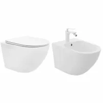 Set vas wc suspendat capac softclose si bideu Rea Carlo Mini Rimless