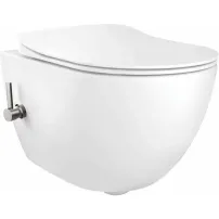 Set vas WC suspendat cu functie de bideu Deante Peonia Zero alb capac inchidere lenta