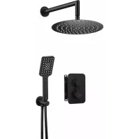 Sistem de dus cu termostat incastrat Deante Box negru mat