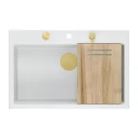 Statie de lucru incastrata cu dozator sapun Quadron Unique Marc alb - auriu 76x50 cm