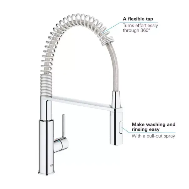 Baterie bucatarie cu pipa flexibila Grohe Get crom lucios picture - 6