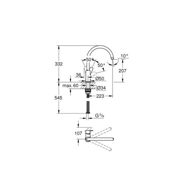 Baterie bucatarie Grohe BauEdge crom lucios picture - 2