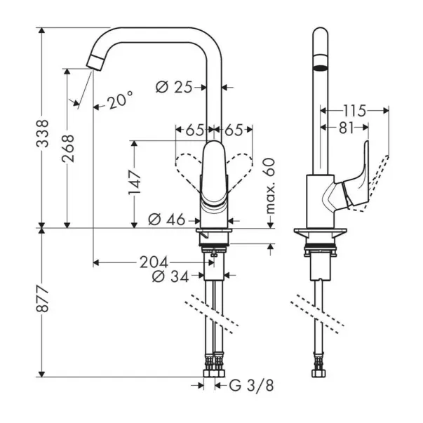 Baterie bucatarie Hansgrohe Focus M41 260 monocomanda negru mat picture - 2