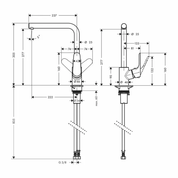 Baterie bucatarie Hansgrohe Focus M41 monocomanda negru mat picture - 2