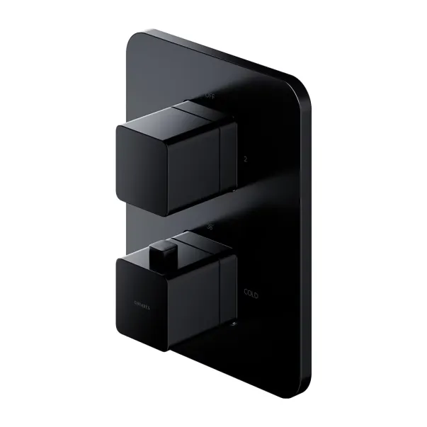 Baterie cada - dus incastrata Omnires Parma termostatata negru cu corp ingropat picture - 2
