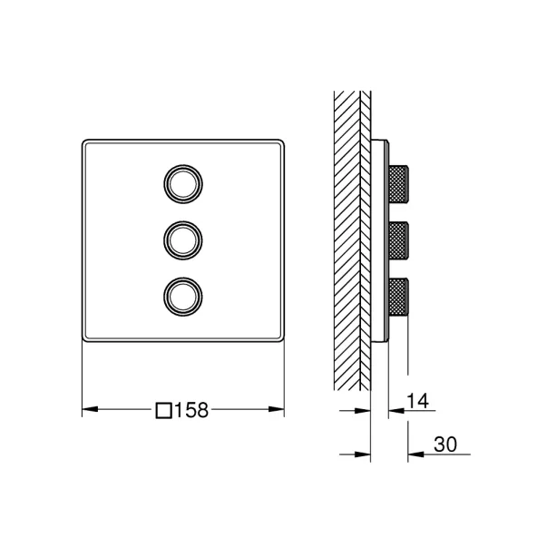 Baterie alba dus Grohe Grohtherm SmartControl patrata cu 3 iesiri picture - 2