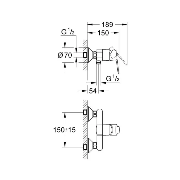 Baterie dus Grohe BauEdge crom lucios picture - 3