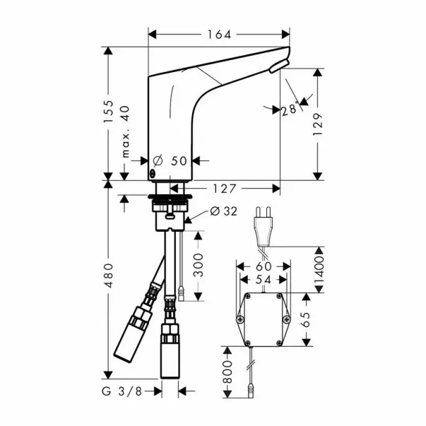 Baterie lavoar electronica Hansgrohe Focus 130 alimentare la retea crom picture - 3
