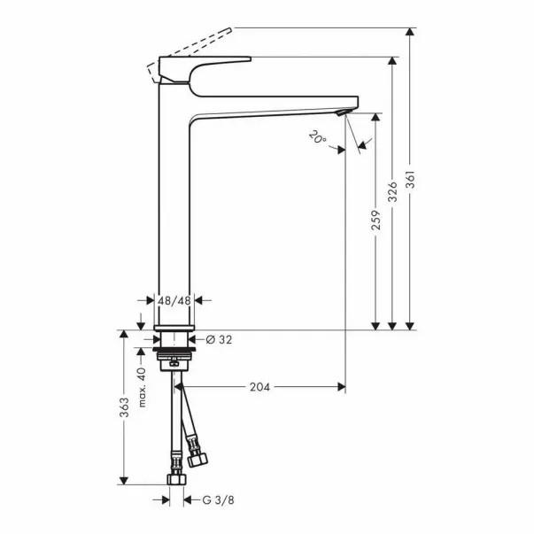 Baterie lavoar inalta Hansgrohe Metropol 260 auriu lucios picture - 2
