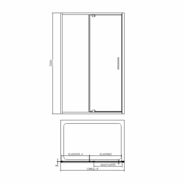 Cabina de dus dreptunghiulara cu usa pivotanta Fluminia Andina 120x90 crom picture - 2