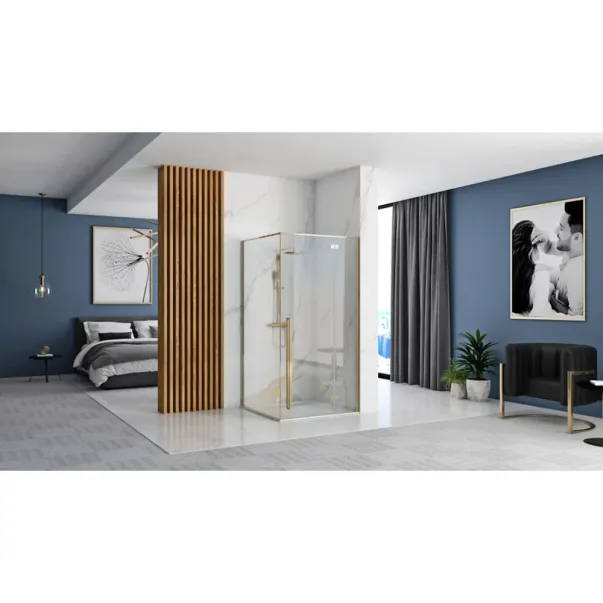 Cabina de dus dreptunghiulara Rea Fargo cu usa batanta 80x100 auriu picture - 3