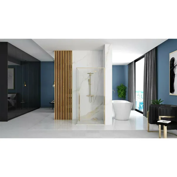 Cabina de dus dreptunghiulara Rea Fargo cu usa batanta 80x100 auriu picture - 6