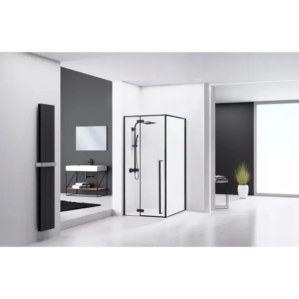 Cabina de dus dreptunghiulara Rea Fargo cu usa batanta 80x100 negru mat picture - 4