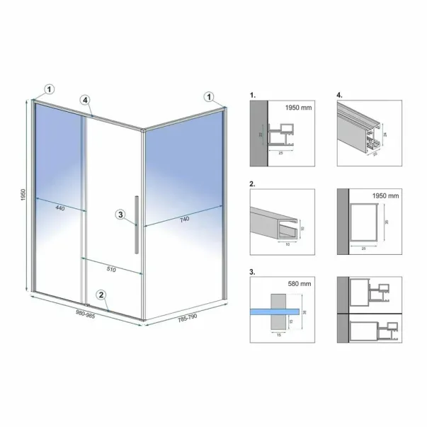 Cabina de dus dreptunghiulara Rea Solar cu usa glisanta 80x100 negru picture - 2