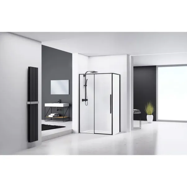 Cabina de dus dreptunghiulara Rea Solar cu usa glisanta 80x100 negru picture - 3
