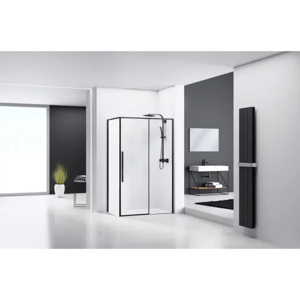 Cabina de dus dreptunghiulara Rea Solar cu usa glisanta 80x100 negru picture - 4