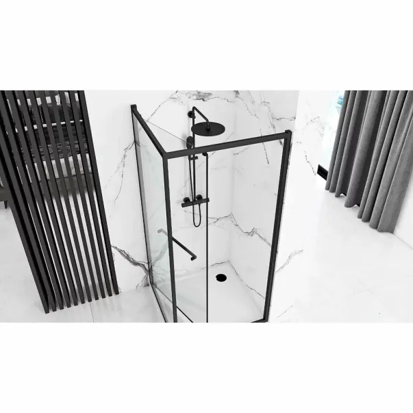 Cabina de dus dreptunghiulara Rea Space In cu usa batanta 80x100 negru mat picture - 6