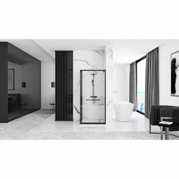 Cabina de dus dreptunghiulara Rea Space In cu usa batanta 80x100 negru mat picture - 7