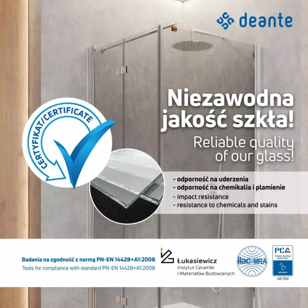 Cabina de dus patrata Deante Funkia cu usi culisante 90x90cm finisaj crom si sticla transparenta picture - 3