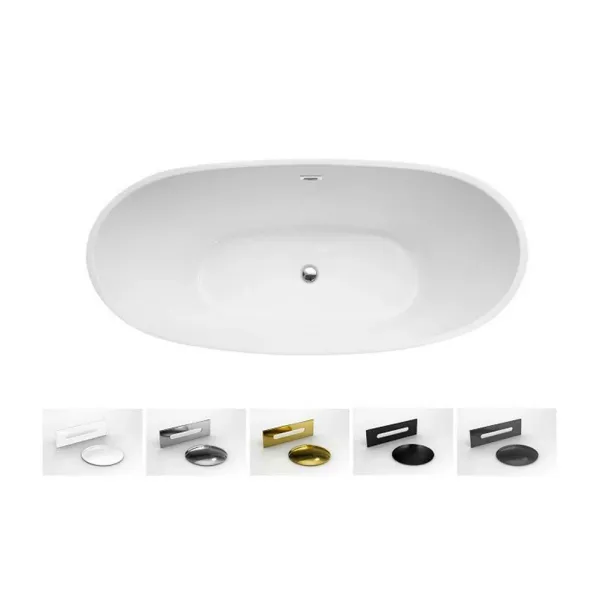 Cada freestanding Besco Ayla 170x80 cm alb lucios picture - 5