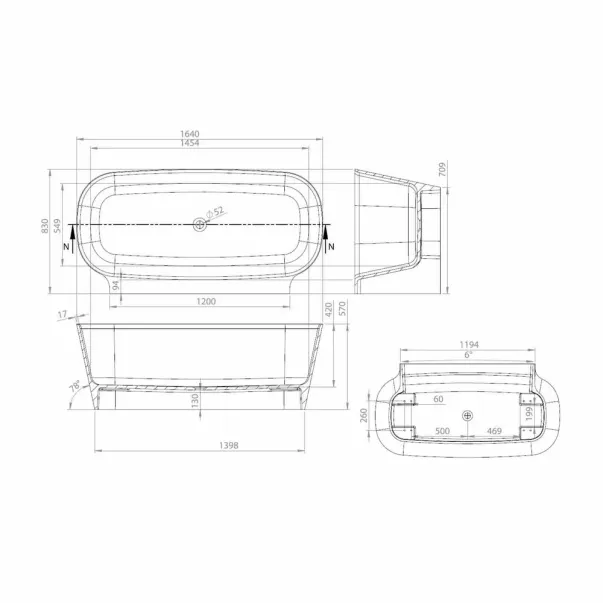 Cadă freestanding 164x83 cm: compozit – Vayer Nova 2 | Neakaisa.ro