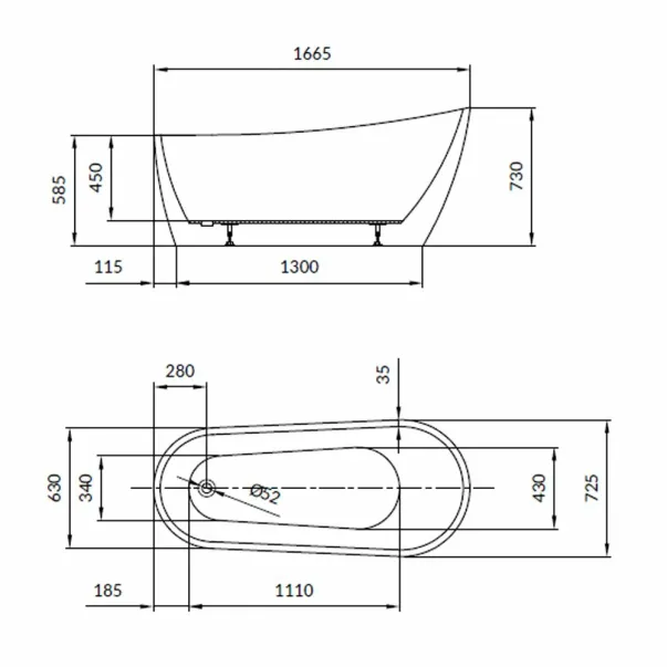 Cada freestanding ovala Cersanit ZEN 167x72 cm S301-302 | Neakaisa.ro