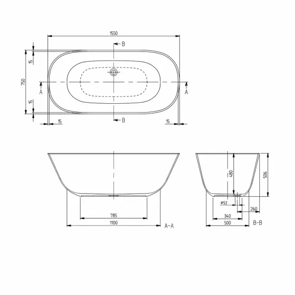 Cada freestanding Villeroy&Boch Theano 155x75 cm alb picture - 3