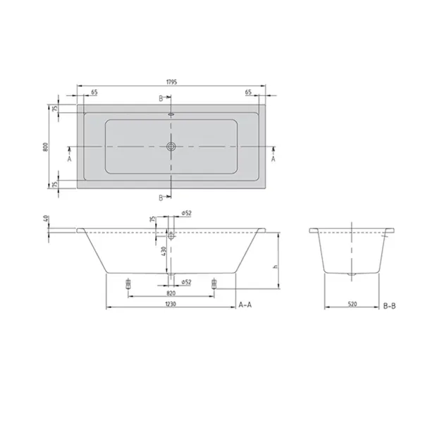Cada dreptunghiulara Villeroy&Boch Targa Plus Duo alb alpin 180x80 cm picture - 2