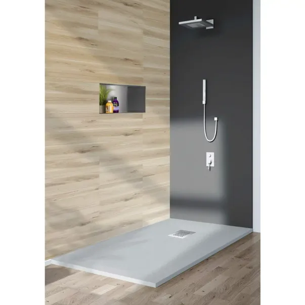 Cadita dus dreptunghiulara Balneo din compozit 90x100 gri deschis picture - 6
