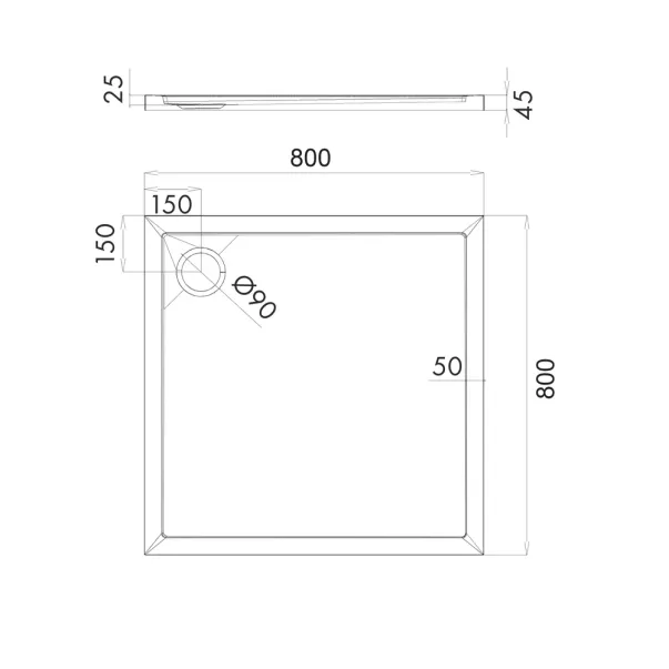 Cadita dus patrata din acril Omnires Merton alb  80x80 cm picture - 3