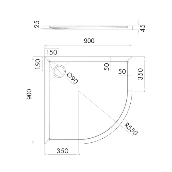 Cadita dus semirotunda  Omnires Merton alb  90x90 cm picture - 3