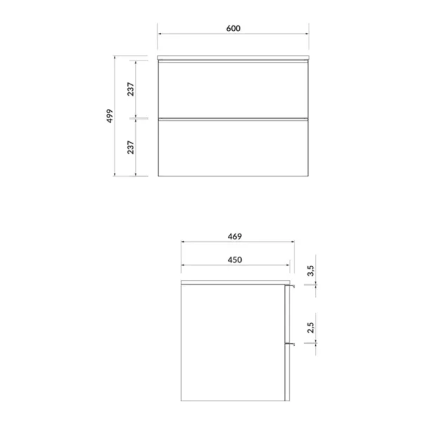 Dulap baza suspendat alb pentru lavoar pe blat Cersanit Virgo 60 cm picture - 2