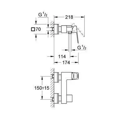 Baterie dus Grohe Eurocube monocomanda crom lucios picture - 2