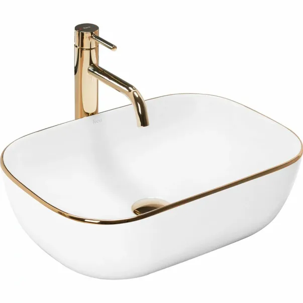 Lavoar alb/auriu pe blat Rea Belinda 46,5 cm 5902557349821