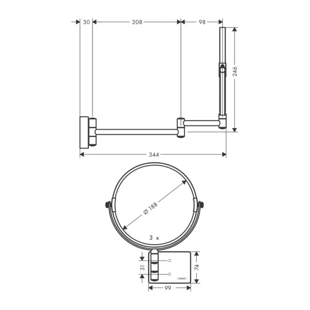 Oglinda pentru barbierit cu lupa Hansgrohe AddStoris crom picture - 2