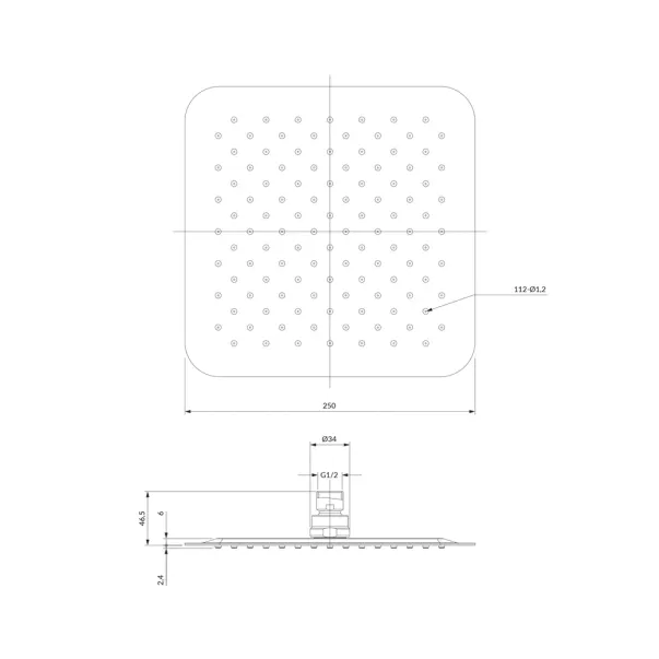 Palarie de dus patrata Omnires Ultra Slimline 250x250 mm picture - 2