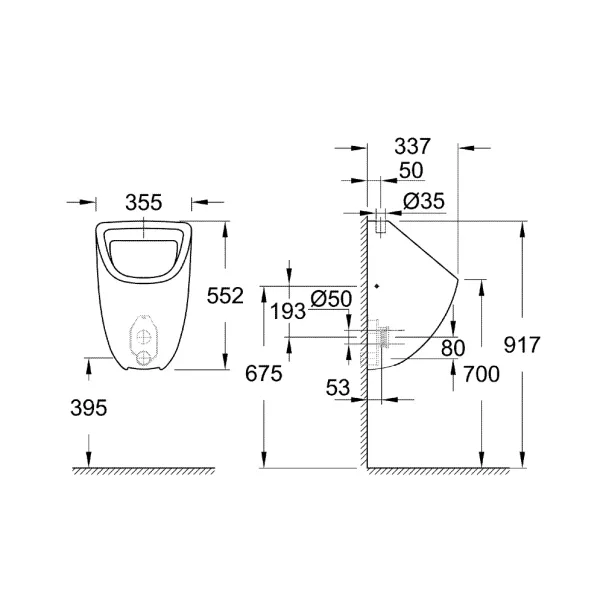 Pisoar cu alimentare superioara Grohe Bau Ceramic alb picture - 3