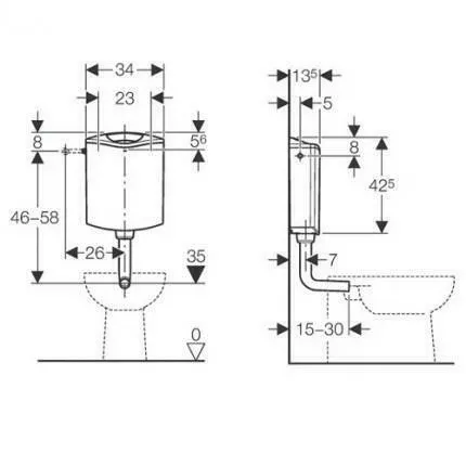 Rezervor pentru vas wc Geberit AP116 cu montaj la semiinaltime alb picture - 2