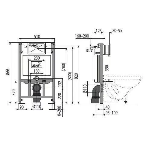 Rezervor wc incastrat Alca Sadromodul pentru inaltimi reduse 0,85 m picture - 2