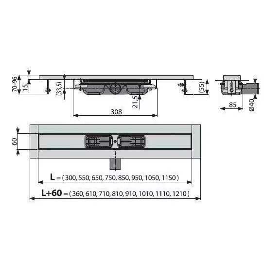 Rigola pentru dus Alca APZ101 65 cm Low picture - 2