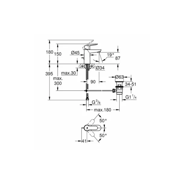 Set baterii dus lavoar si set dus cu porter Grohe BauEdge crom lucios picture - 2