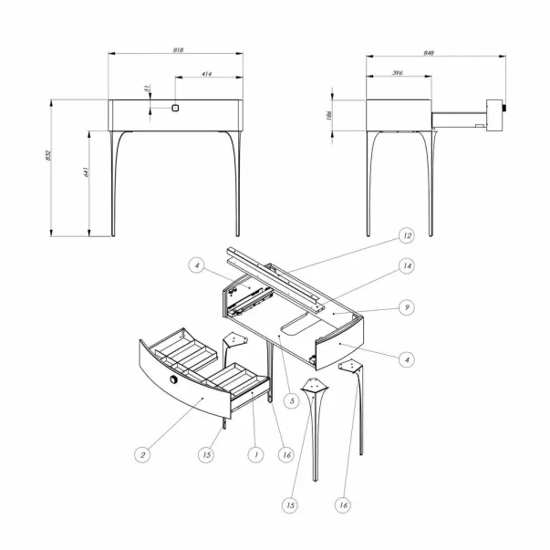 Set dulap baza suspendat Oristo Louis alb 1 sertar cu blat alb 82 cm picture - 5