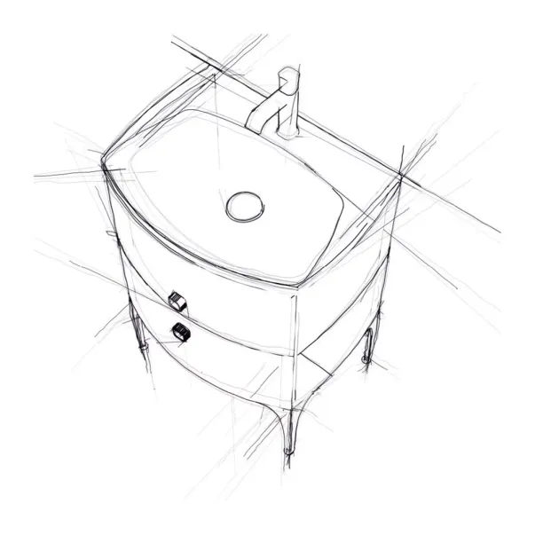 Set dulap baza suspendat Oristo Louis alb 2 sertare cu lavoar alb 102 cm picture - 3