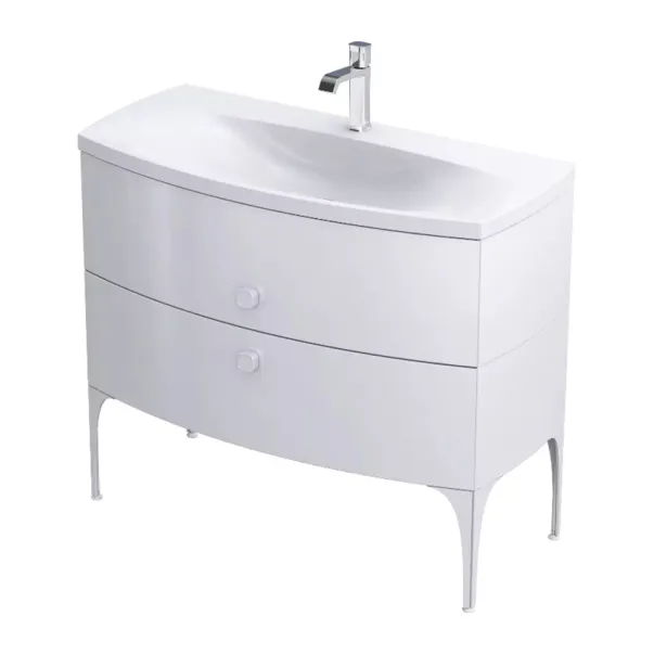 Set dulap baza suspendat Oristo Louis alb 2 sertare cu lavoar alb 102 cm picture - 2
