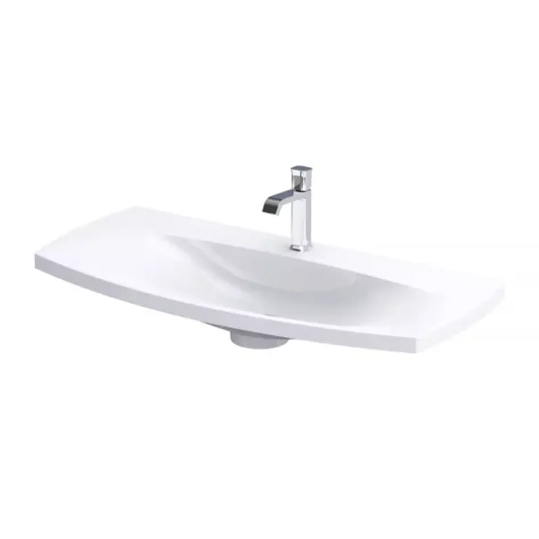 Set dulap baza suspendat Oristo Louis alb 2 sertare cu lavoar alb 102 cm picture - 8