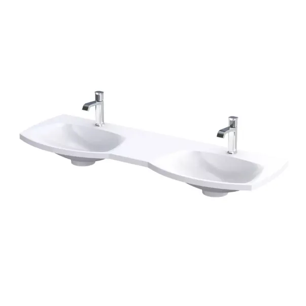 Set dulap baza suspendat Oristo Louis alb 4 sertare cu lavoar alb mat 144 cm picture - 6