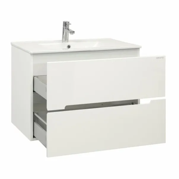 Set dulap suspendat si lavoar compozit Oristo Silver mdf alb 60 cm picture - 5