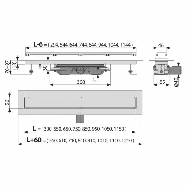 Set rigola cu capac faiantabil APZ115 MARBLE LOW 75 cm picture - 2
